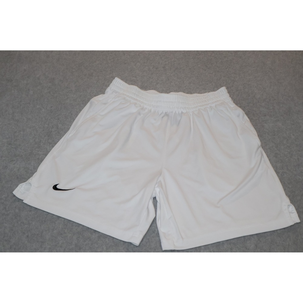 Nike Athletic Shorts Men Small White Dri-Fit Active Gym 7" Inseam Workout Swoosh